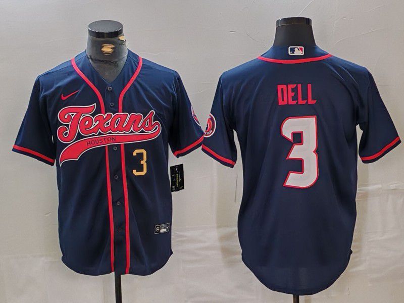 Men Houston Texans #3 Dell Blue Joint Name 2024 Nike Limited NFL Jersey style 2